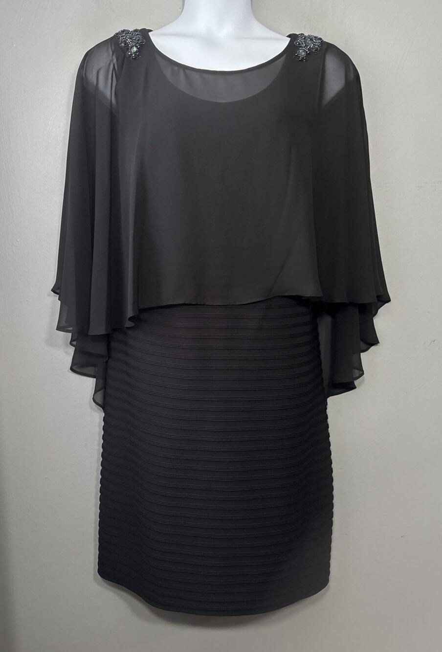 R&M Richards Dress Plus Size 20W Black Beaded Wedding Guest Mother of Bride Glam